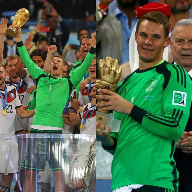 Manuel Neuer World Cup trophy and the Golden Glove
