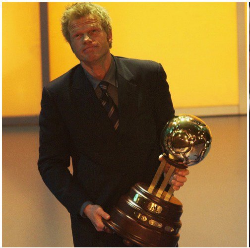 Oliver Kahn with the FIFA World Cup Golden Ball trophy 