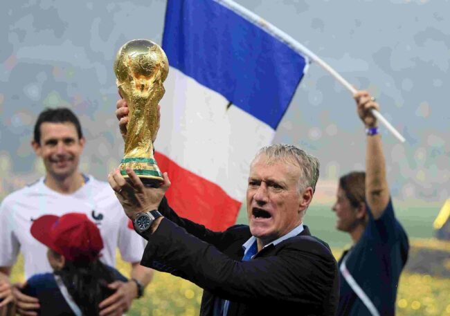 Deschamp with the World Cup trophy 