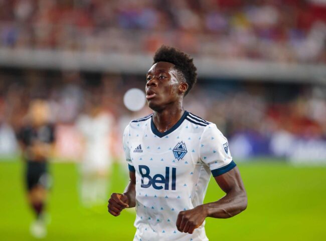 Alphonso Davies in action for Vancouver Whitecaps 