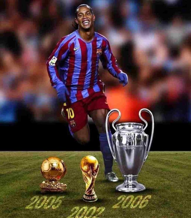 Ronaldinho won the FIFA World Cup, Ballon d'Or and Champions league 