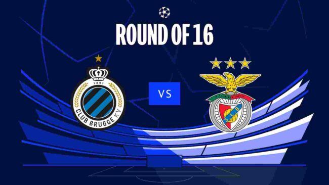 Club Brugge vs Benfica 2022/23 UEFA Champions League round of 16 